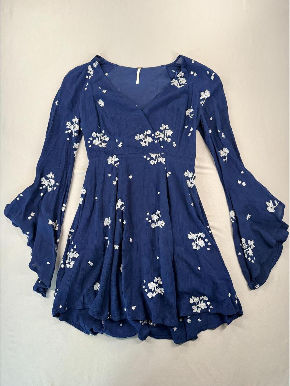 Free People | 0 | Jasmine Embroidered Mini Dress Bell Sleeve - Picture 1 of 6